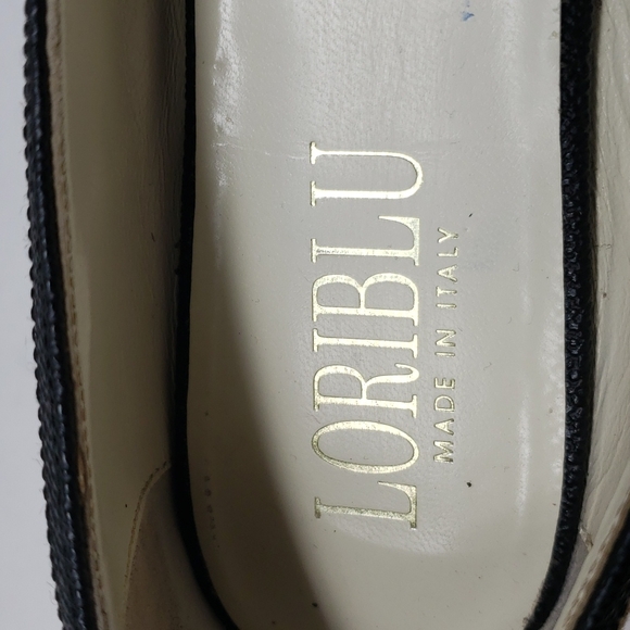 Loriblu Leather Flats Size 37 US 7 Tan Black Red Slip On Peep Toe Made Italy - Picture 5 of 8